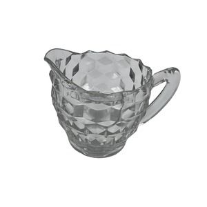 Vintage Fostoria MidCentury Modern MCM Jeannette Clear Glass Cube Creamer Dish